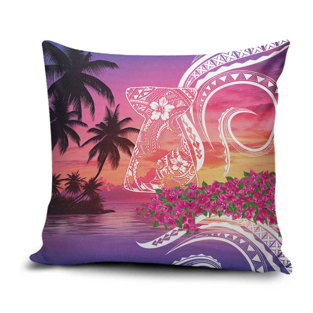 Guam Latte Stone with Map Pillow Cover Bougainvillea Beach Sunset LT9 Sunset - Polynesian Pride