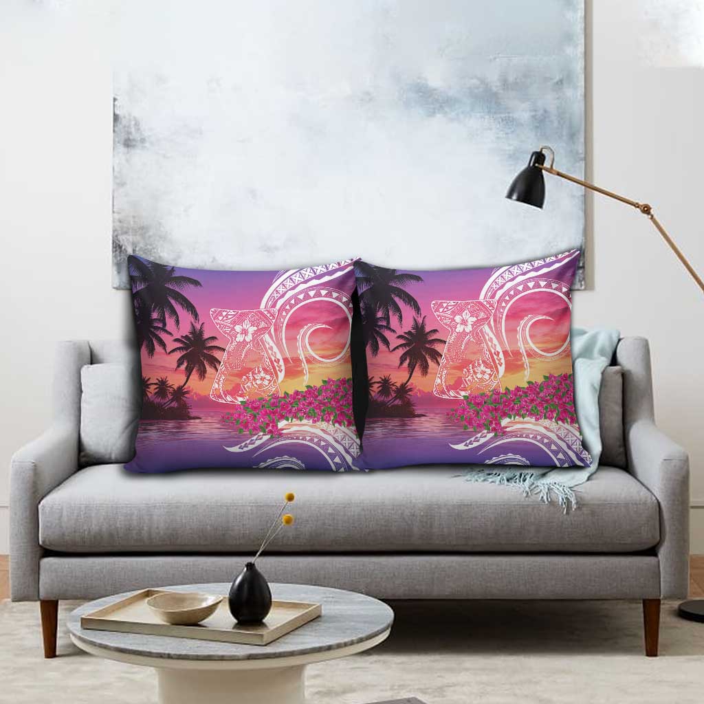 Guam Latte Stone with Map Pillow Cover Bougainvillea Beach Sunset LT9 - Polynesian Pride