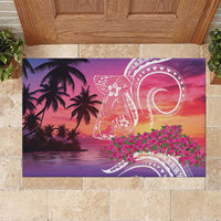 Guam Latte Stone with Map Rubber Doormat Bougainvillea Beach Sunset