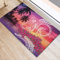 Guam Latte Stone with Map Rubber Doormat Bougainvillea Beach Sunset