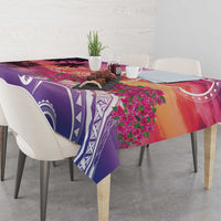 Guam Latte Stone with Map Tablecloth Bougainvillea Beach Sunset LT9 - Polynesian Pride