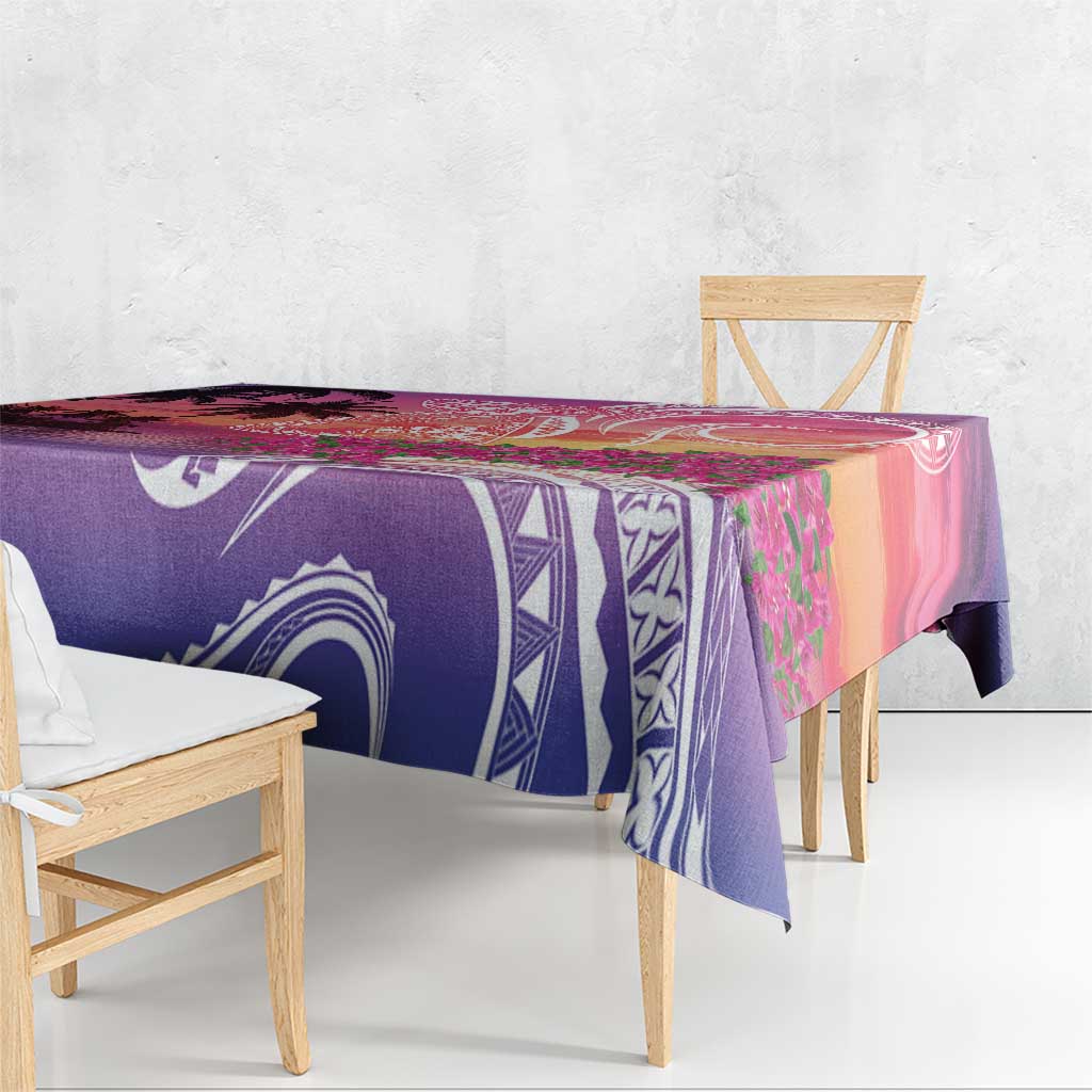 Guam Latte Stone with Map Tablecloth Bougainvillea Beach Sunset LT9 - Polynesian Pride