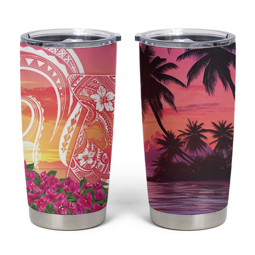 Guam Latte Stone with Map Tumbler Cup Bougainvillea Beach Sunset LT9 Sunset - Polynesian Pride