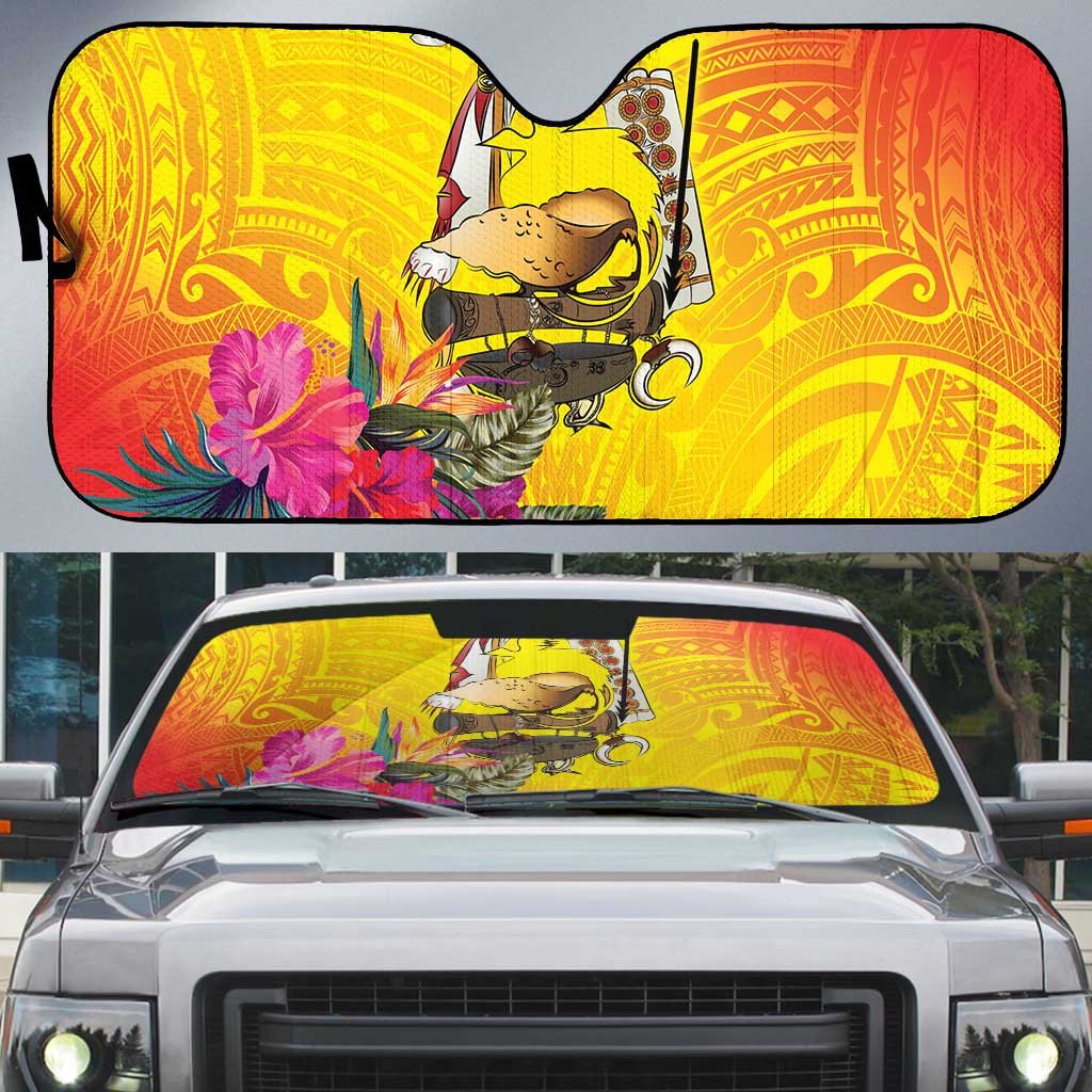 Papua New Guinea Cultural Tropical Flowers Auto Sun Shade - Polynesian Pride