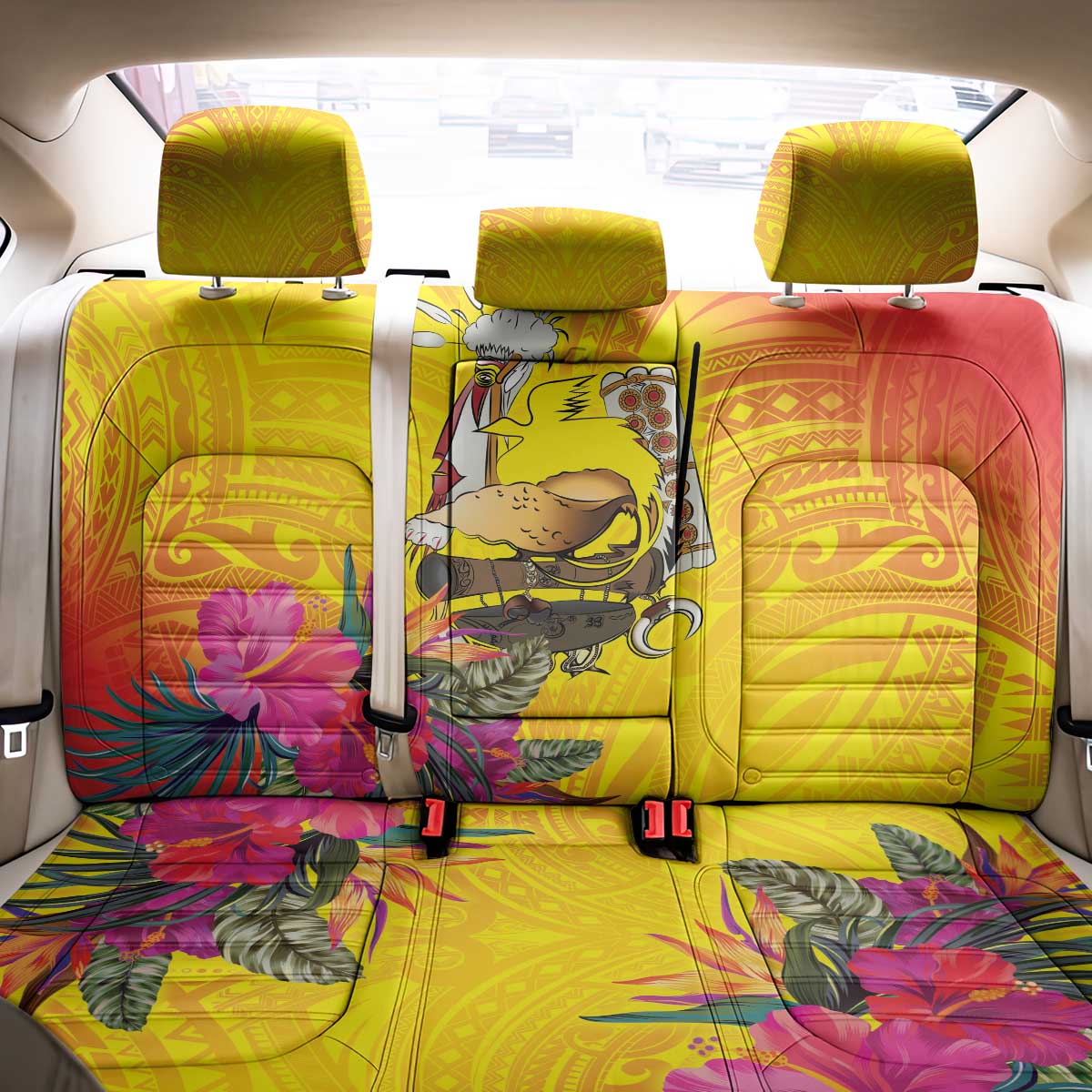 Papua New Guinea Cultural Tropical Flowers Back Car Seat Cover