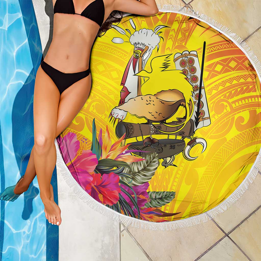 Papua New Guinea Cultural Tropical Flowers Beach Blanket