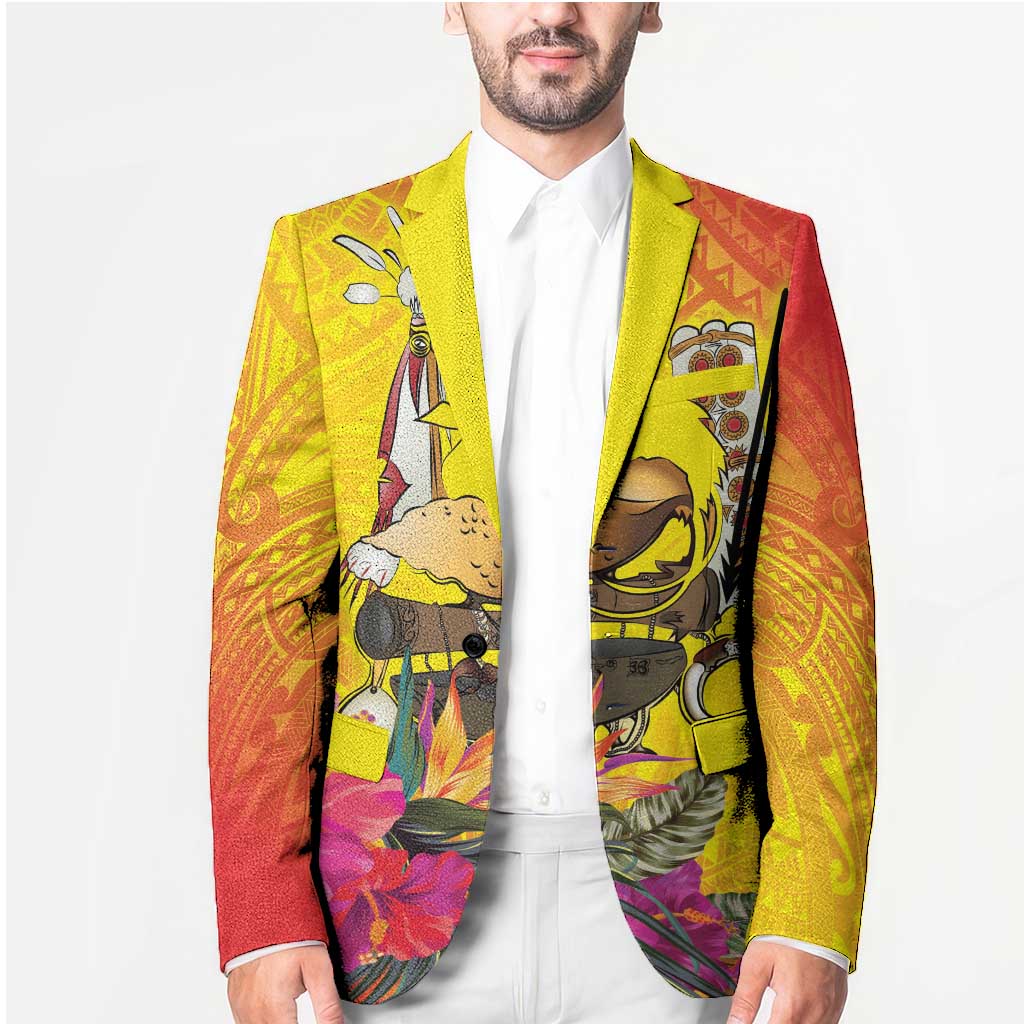 Papua New Guinea Cultural Tropical Flowers Blazer - Polynesian Pride