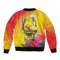 Papua New Guinea Cultural Tropical Flowers Bomber Jacket