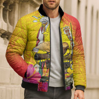 Papua New Guinea Cultural Tropical Flowers Bomber Puffer Jacket - Polynesian Pride