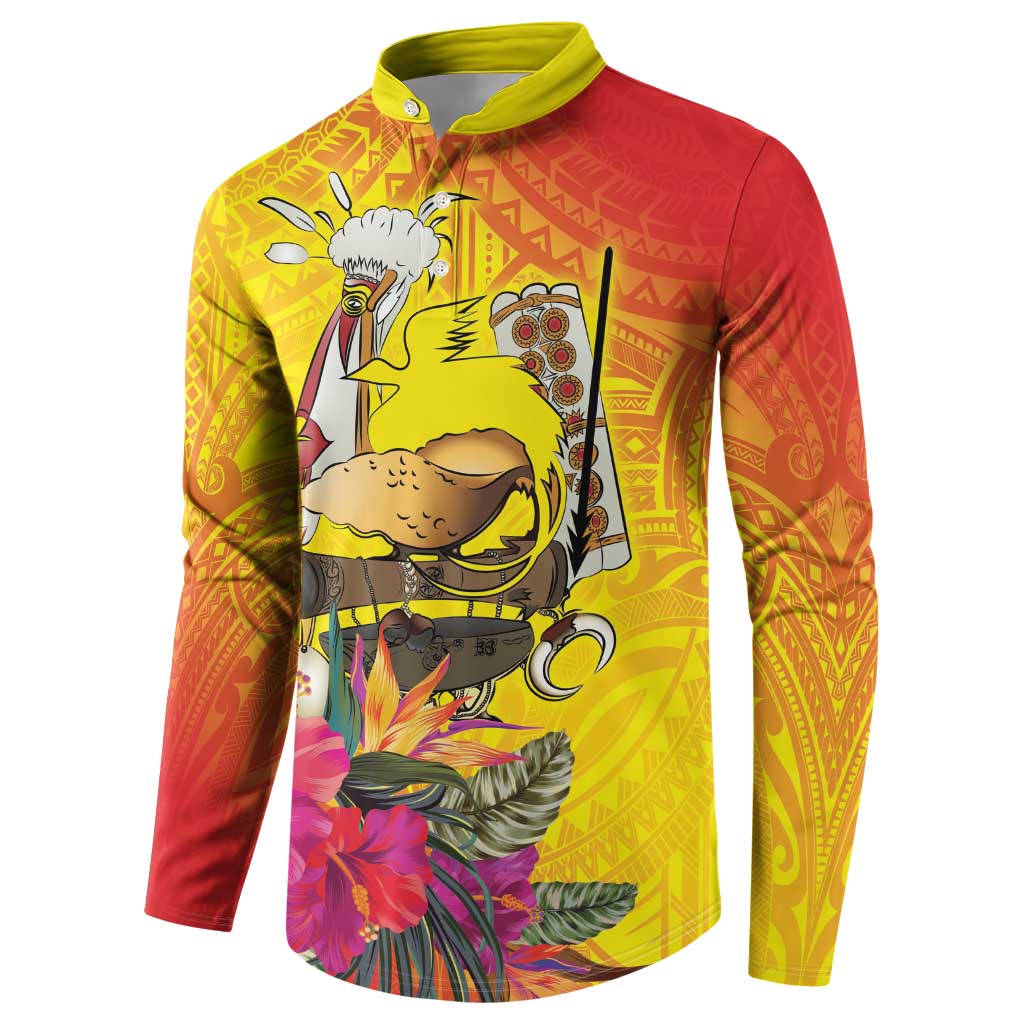 Papua New Guinea Cultural Tropical Flowers Button Sweatshirt