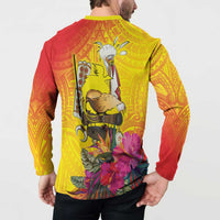 Papua New Guinea Cultural Tropical Flowers Button Sweatshirt