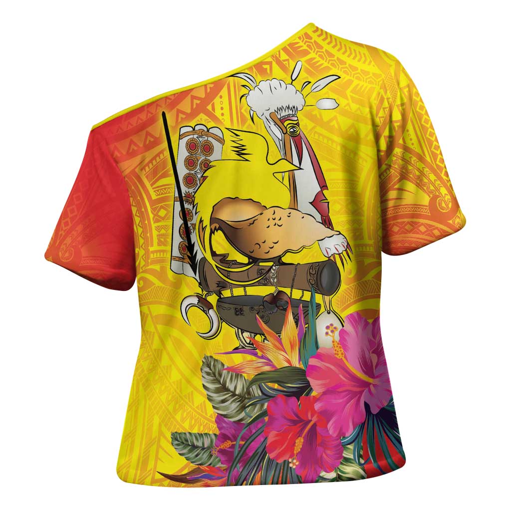 Papua New Guinea Cultural Tropical Flowers Cross Shoulder Shirt - Polynesian Pride