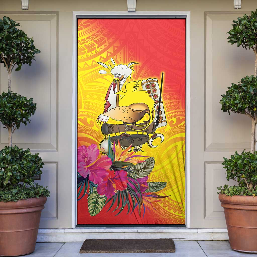 Papua New Guinea Cultural Tropical Flowers Door Cover - Polynesian Pride