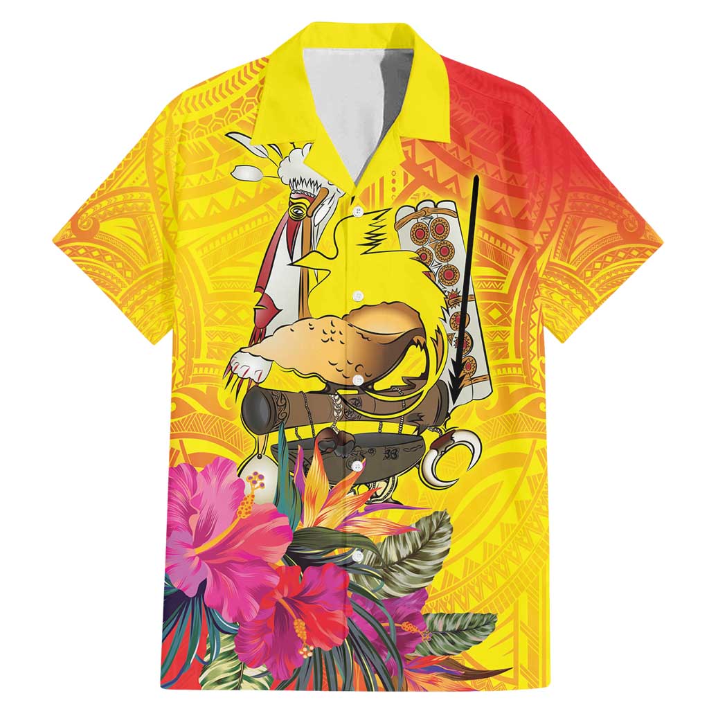 Papua New Guinea Cultural Tropical Flowers Family Matching Mermaid Dress and Hawaiian Shirt
