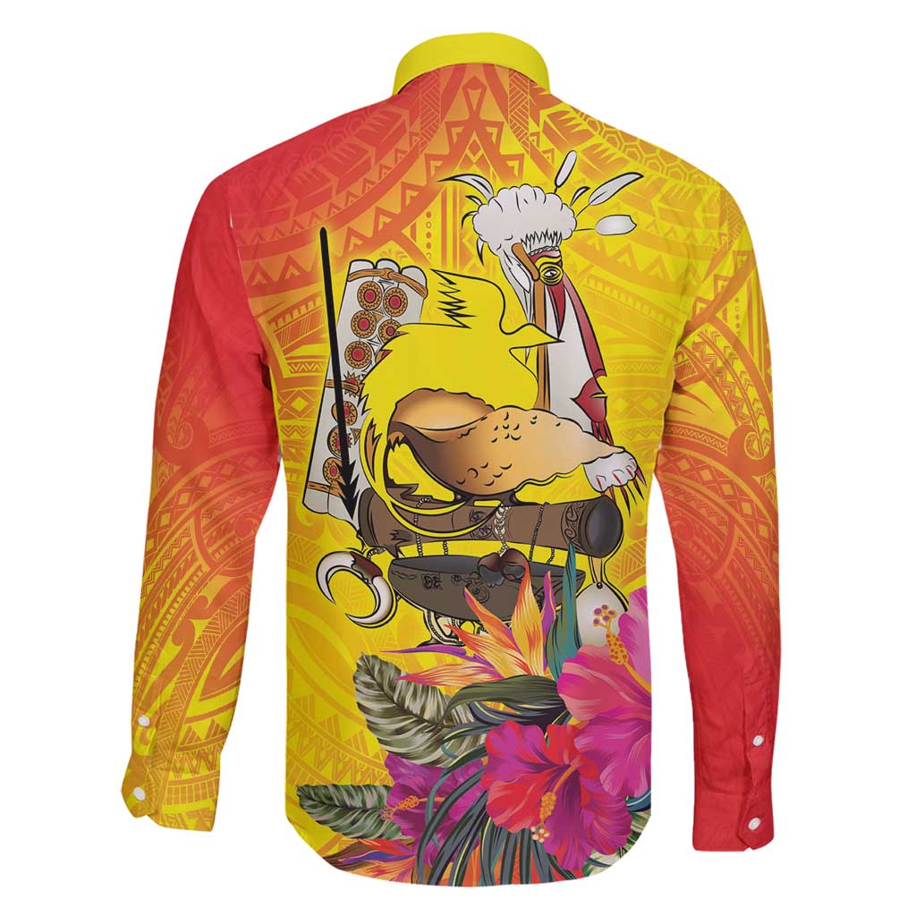 Papua New Guinea Cultural Tropical Flowers Family Matching Off Shoulder Maxi Dress and Hawaiian Shirt