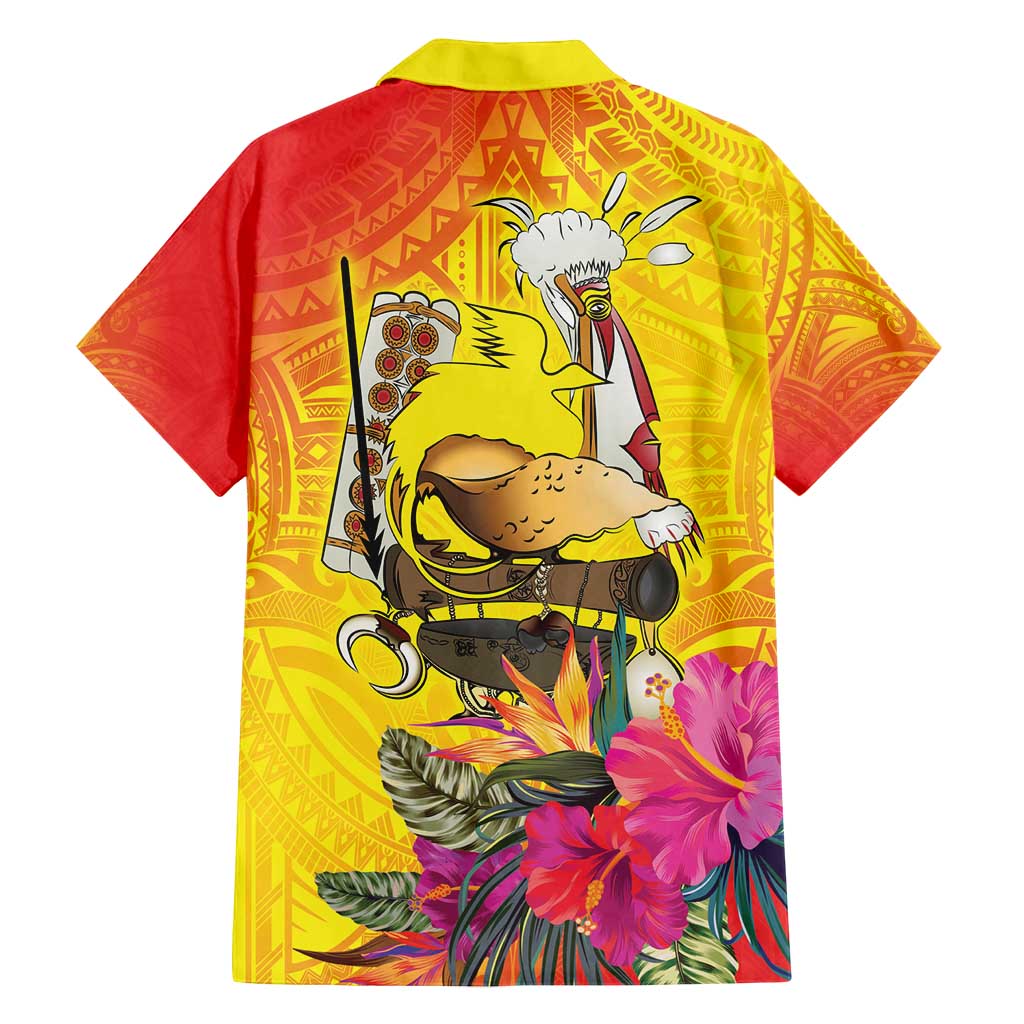Papua New Guinea Cultural Tropical Flowers Family Matching Off Shoulder Short Dress and Hawaiian Shirt