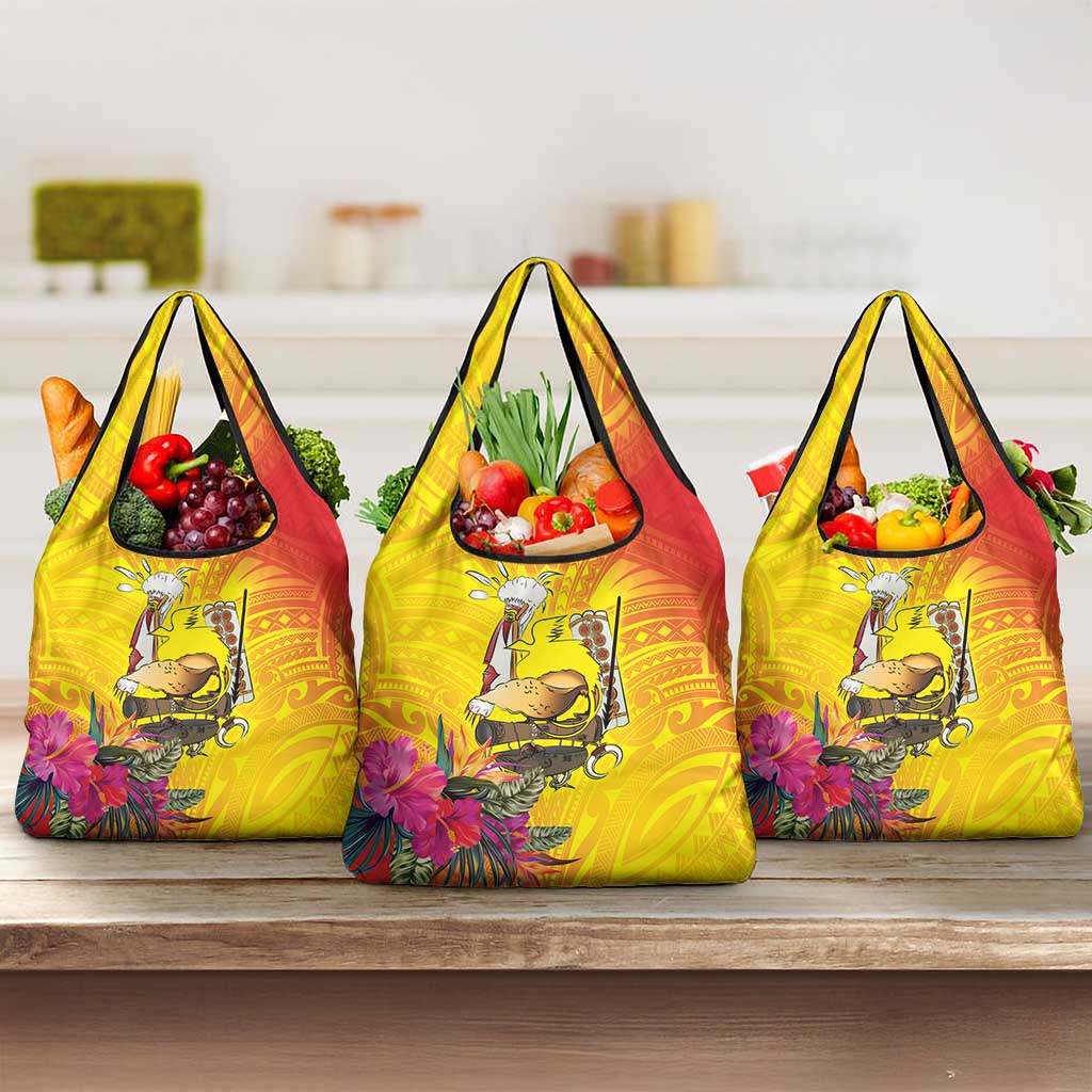 Papua New Guinea Cultural Tropical Flowers Grocery Bag