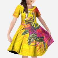 Papua New Guinea Cultural Tropical Flowers Kid Short Sleeve Dress