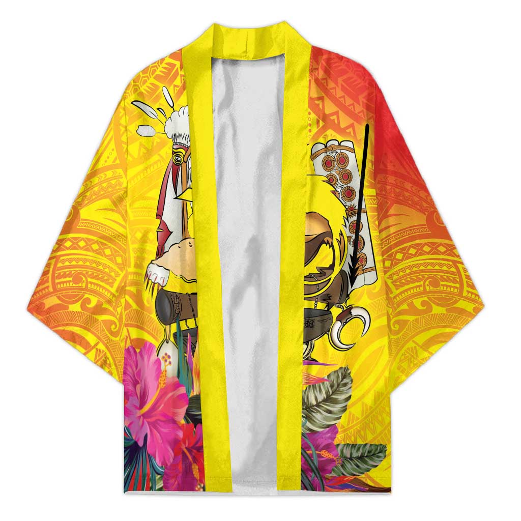Papua New Guinea Cultural Tropical Flowers Kimono - Polynesian Pride
