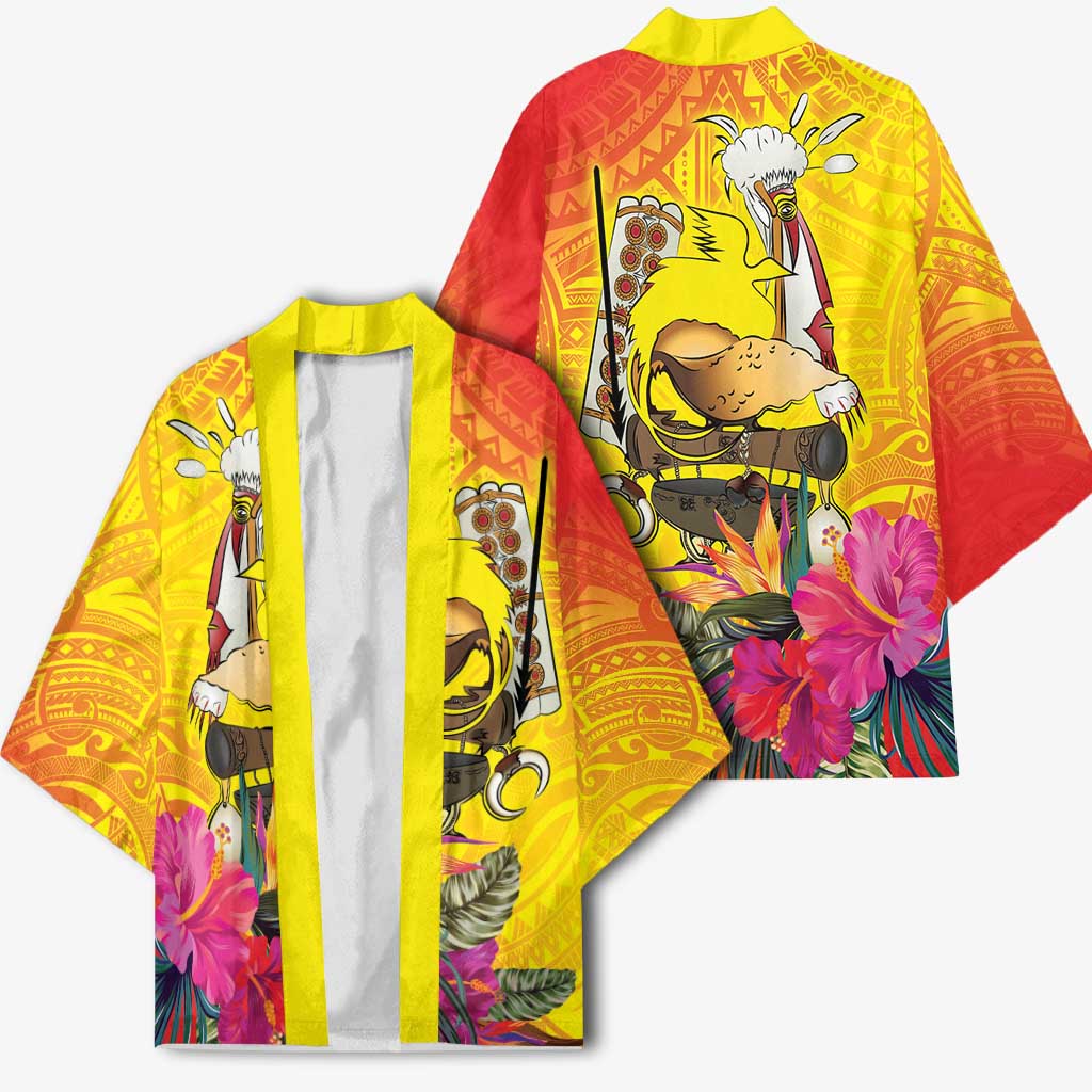 Papua New Guinea Cultural Tropical Flowers Kimono - Polynesian Pride