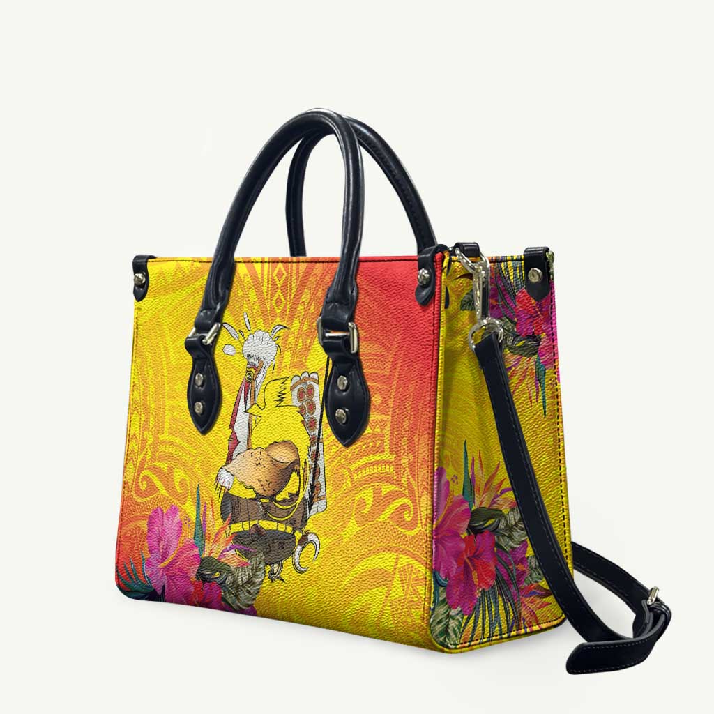 Papua New Guinea Cultural Tropical Flowers Leather Bag - Polynesian Pride