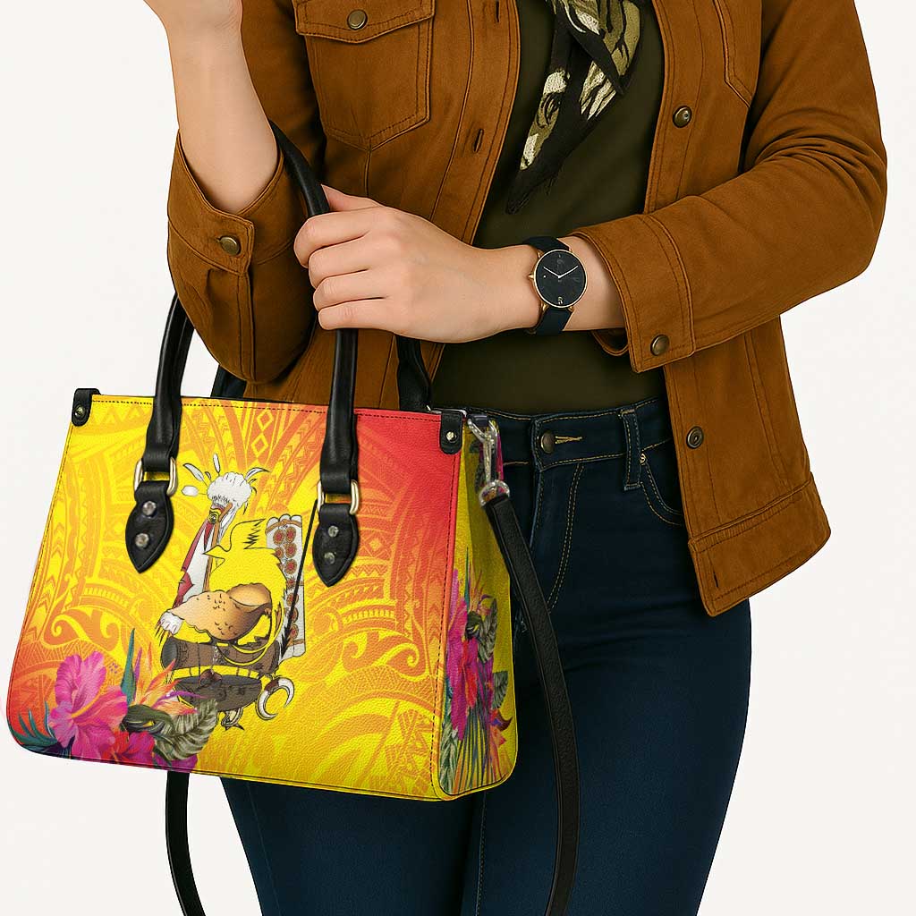 Papua New Guinea Cultural Tropical Flowers Leather Bag - Polynesian Pride