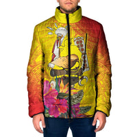 Papua New Guinea Cultural Tropical Flowers Padded Jacket - Polynesian Pride