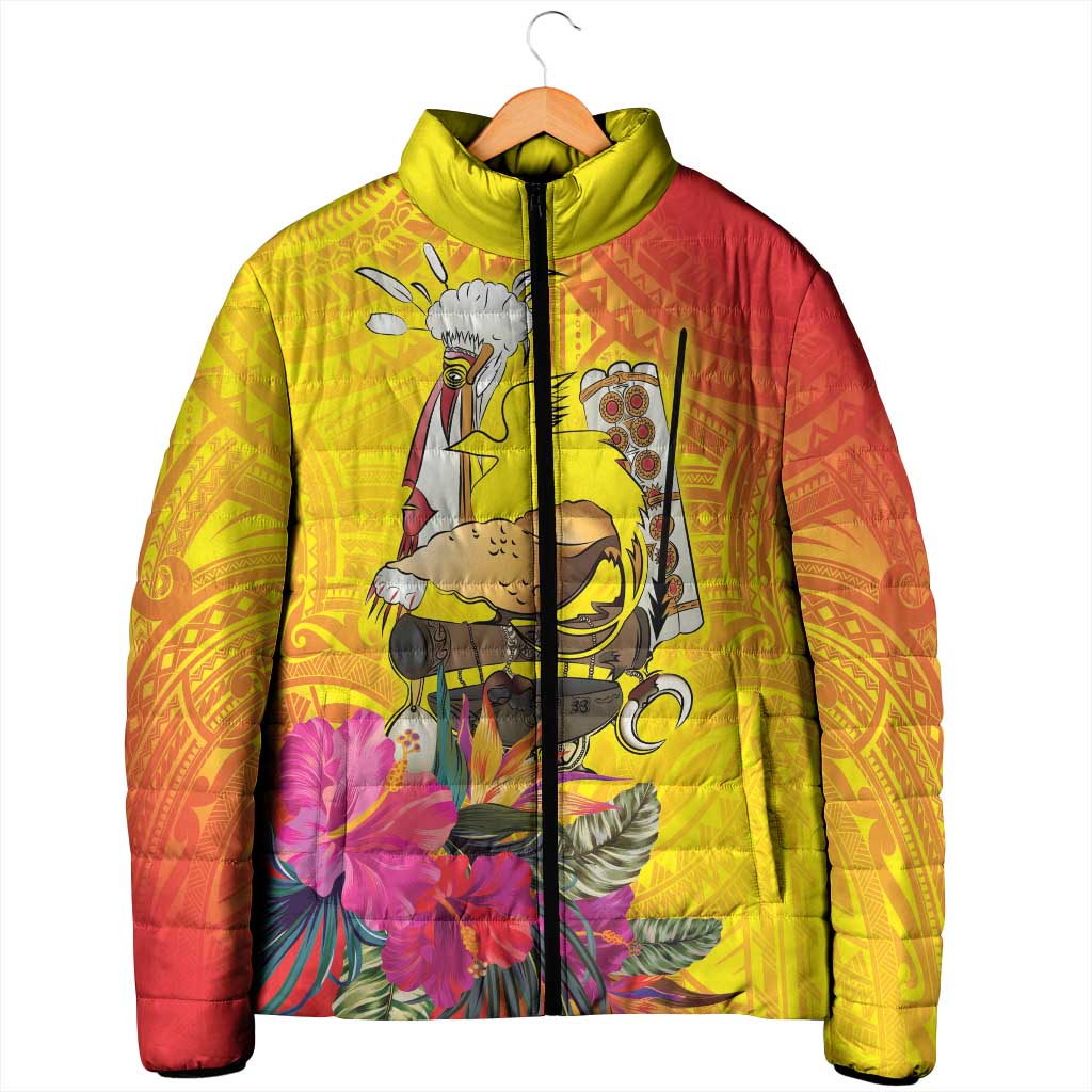 Papua New Guinea Cultural Tropical Flowers Padded Jacket - Polynesian Pride