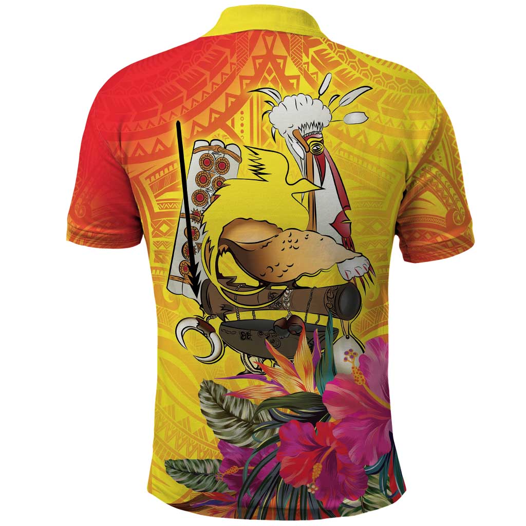 Papua New Guinea Cultural Tropical Flowers Polo Shirt