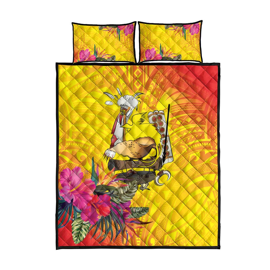Papua New Guinea Cultural Tropical Flowers Quilt Bed Set
