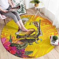 Papua New Guinea Cultural Tropical Flowers Round Carpet