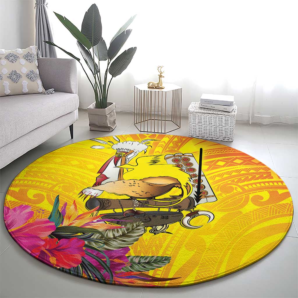 Papua New Guinea Cultural Tropical Flowers Round Carpet