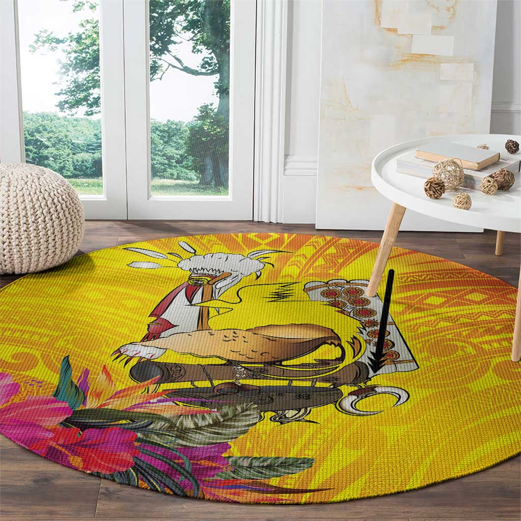 Papua New Guinea Cultural Tropical Flowers Round Carpet