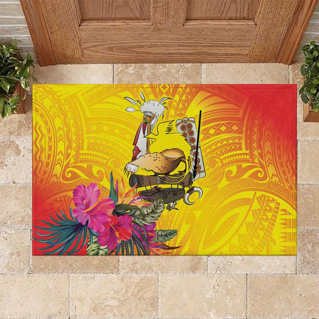 Papua New Guinea Cultural Tropical Flowers Rubber Doormat
