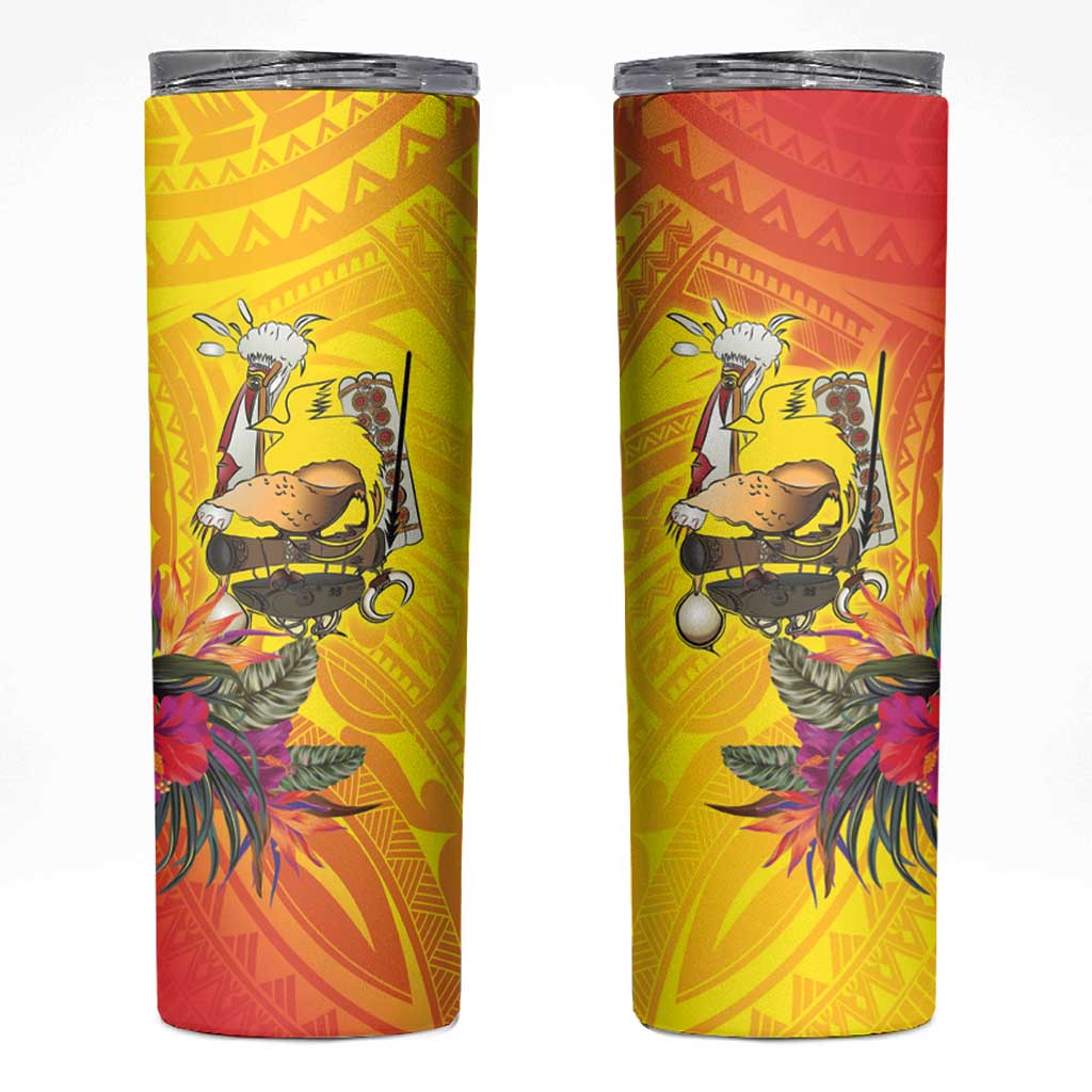 Papua New Guinea Cultural Tropical Flowers Skinny Tumbler LT9 Gold - Polynesian Pride
