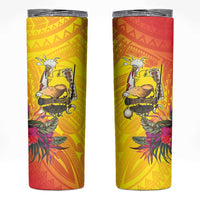 Papua New Guinea Cultural Tropical Flowers Skinny Tumbler LT9 Gold - Polynesian Pride