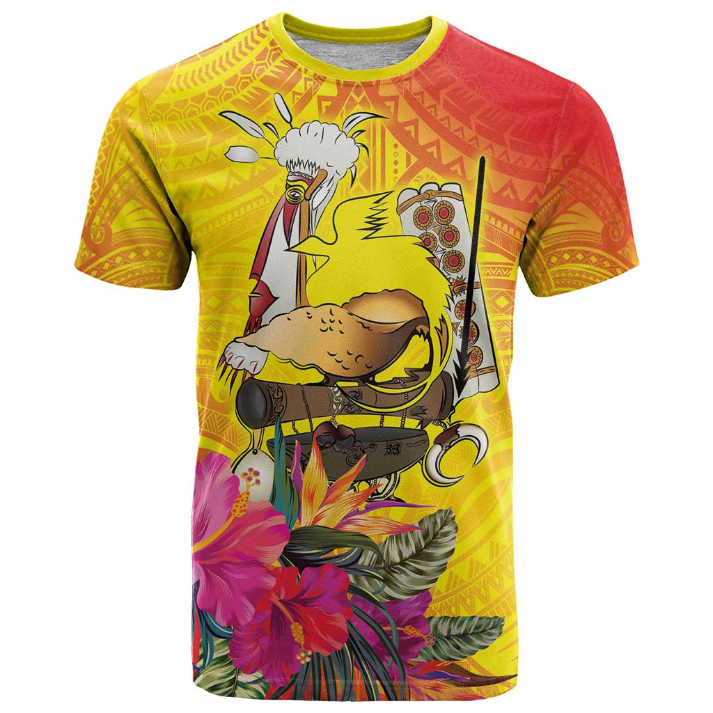 Papua New Guinea Cultural Tropical Flowers T Shirt LT9 Gold - Polynesian Pride