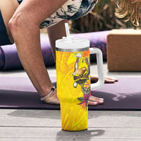 Papua New Guinea Cultural Tropical Flowers Tumbler With Handle