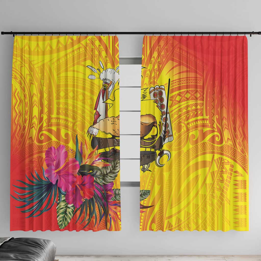 Papua New Guinea Cultural Tropical Flowers Window Curtain