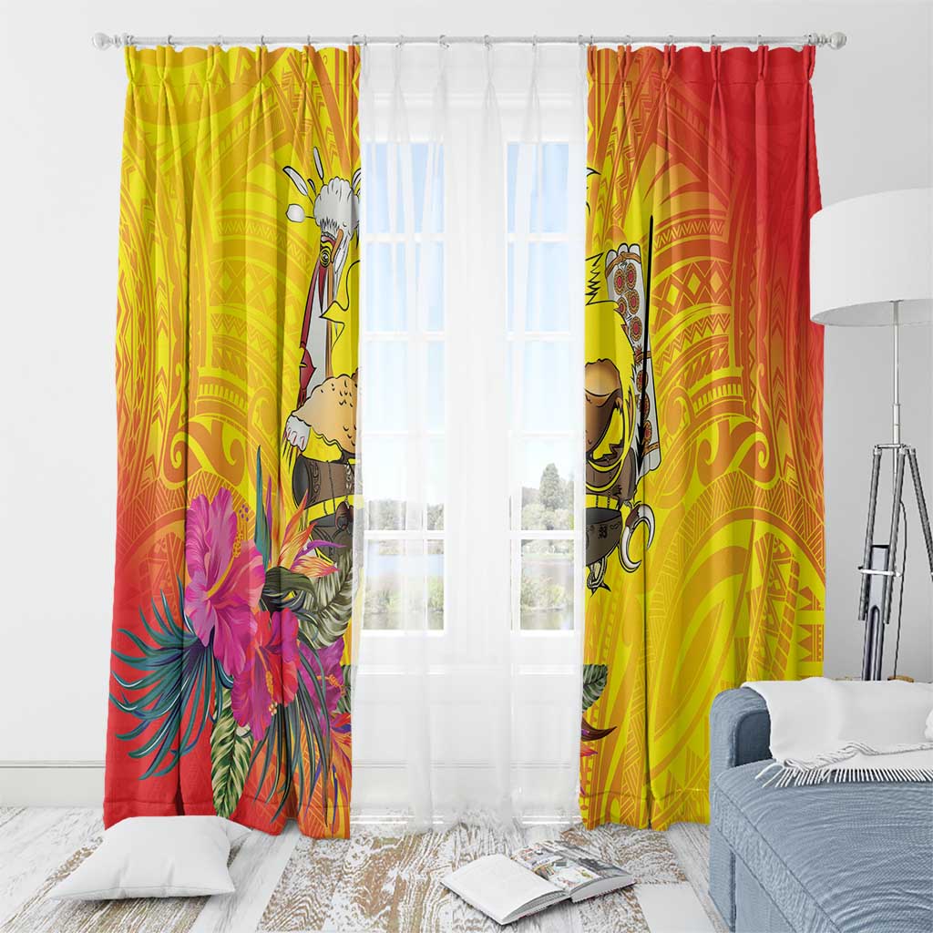 Papua New Guinea Cultural Tropical Flowers Window Curtain