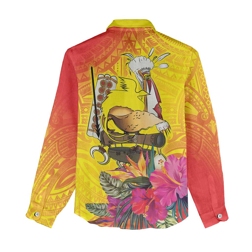 Papua New Guinea Cultural Tropical Flowers Women Casual Shirt LT9 - Polynesian Pride