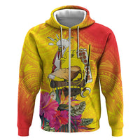Papua New Guinea Cultural Tropical Flowers Zip Hoodie