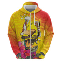 Papua New Guinea Cultural Tropical Flowers Zip Hoodie
