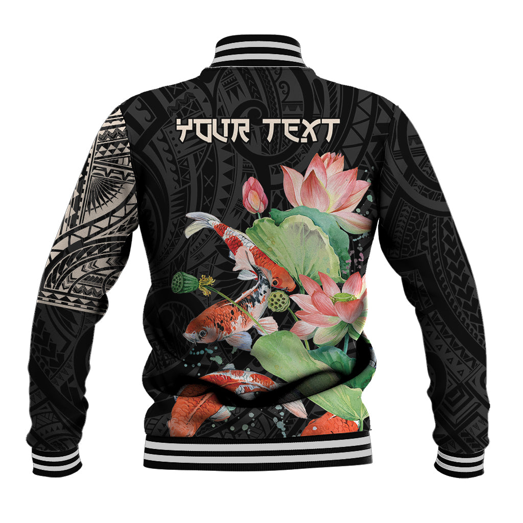 Personalized Japanese Koi Fish Baseball Jacket with Polynesian Pattern LT9 - Polynesian Pride