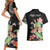 Personalized Japanese Koi Fish Couples Matching Short Sleeve Bodycon Dress and Hawaiian Shirt with Polynesian Pattern