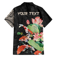 Personalized Japanese Koi Fish Family Matching Long Sleeve Bodycon Dress and Hawaiian Shirt with Polynesian Pattern