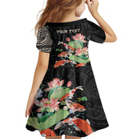 Personalized Japanese Koi Fish Family Matching Short Sleeve Bodycon Dress and Hawaiian Shirt with Polynesian Pattern LT9 - Polynesian Pride