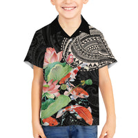 Personalized Japanese Koi Fish Family Matching Short Sleeve Bodycon Dress and Hawaiian Shirt with Polynesian Pattern LT9 Son's Shirt Black - Polynesian Pride