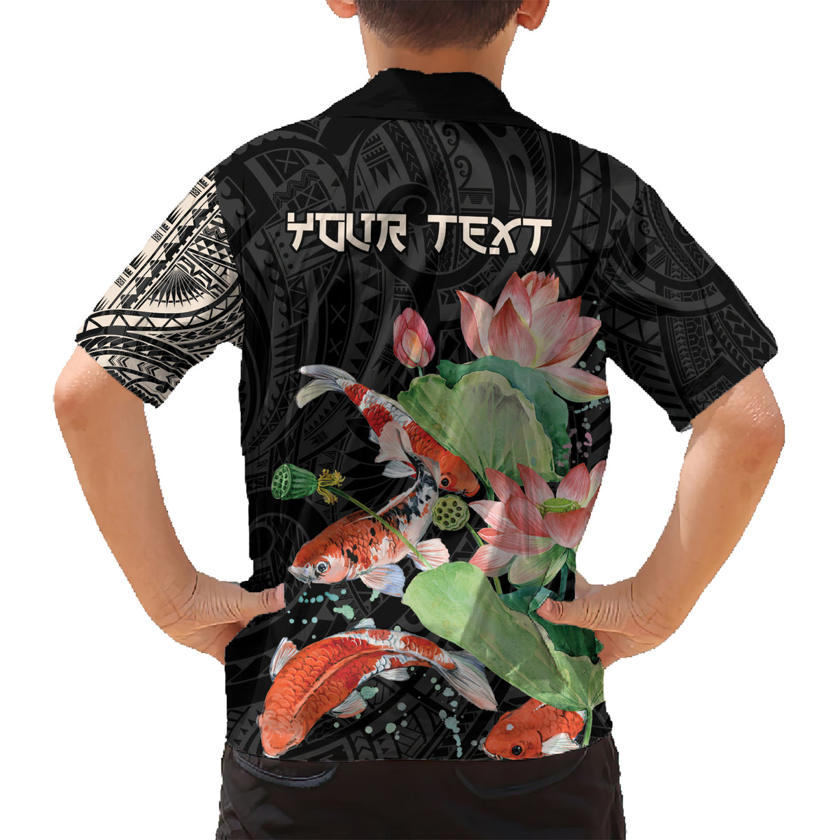 Personalized Japanese Koi Fish Kid Hawaiian Shirt with Polynesian Pattern LT9 - Polynesian Pride
