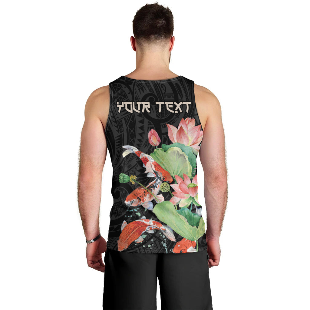 Personalized Japanese Koi Fish Men Tank Top with Polynesian Pattern LT9 - Polynesian Pride